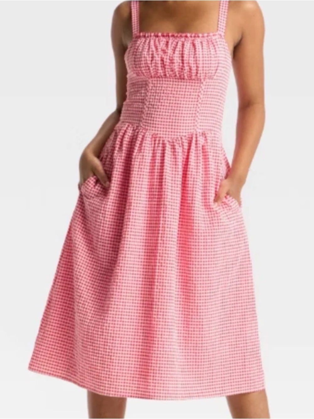 NWT - M - Wild Fable Red and white  Gingham dress with Pockets